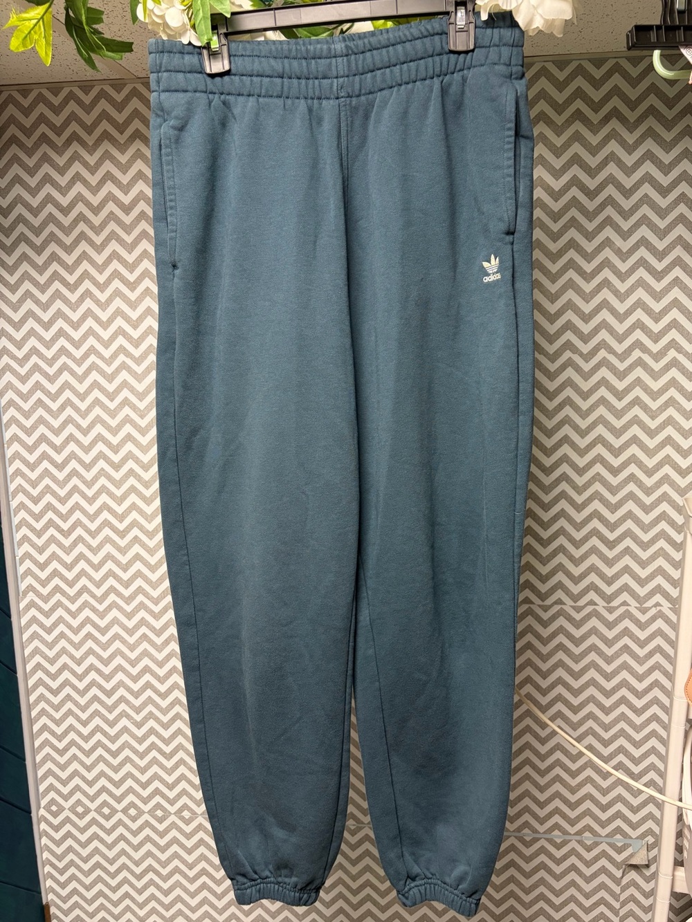 adidas Teal Blue Elastic Waist Jogger Sweatpants